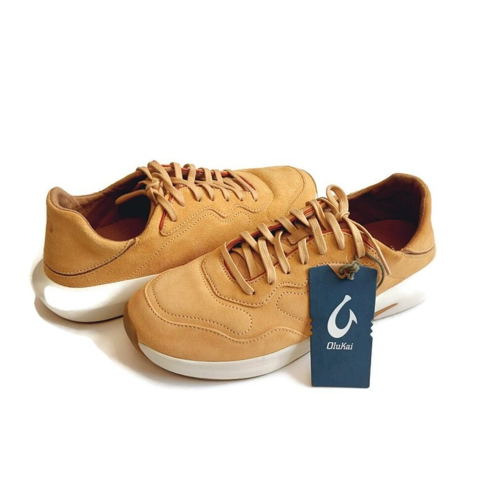 Olukai KOHEO Mens Size 10 Suede Leather Casual Lace Up Sneakers Golden Sand - Picture 9 of 9